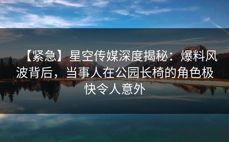 【紧急】星空传媒深度揭秘:爆料风波背后,当事人在公园长椅的角色极快令人意外
