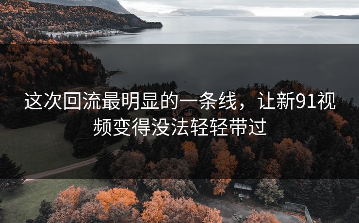 这次回流最明显的一条线，让新91视频变得没法轻轻带过